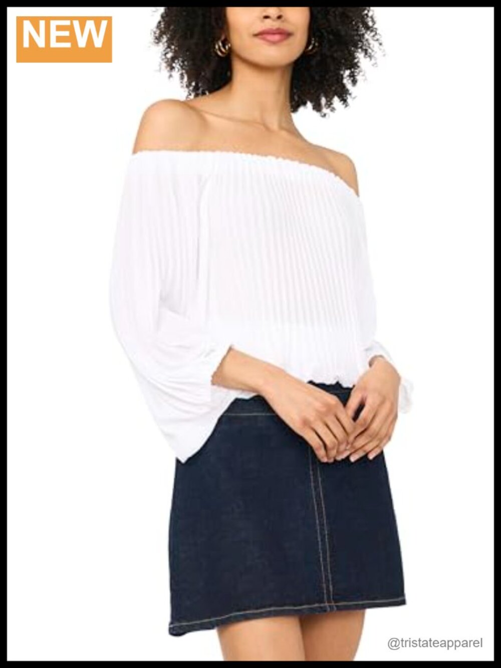 Off Shoulder Pleated Blouse 100% Polyester